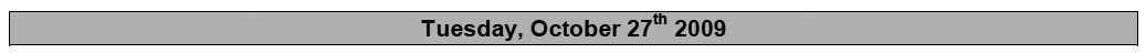 Tuesday October 27th 2009